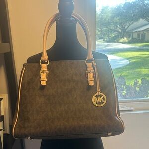 Michael Kors Brown Satchel with Tan Handles